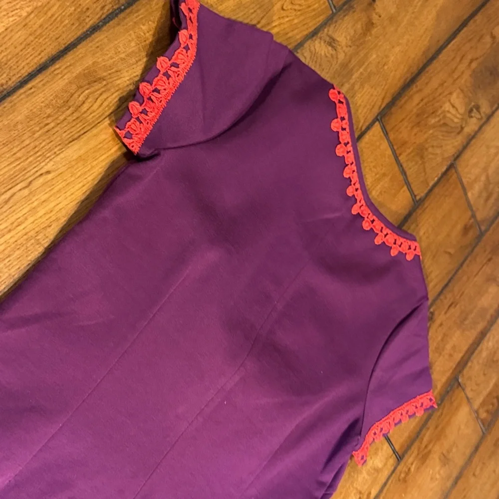 Boden Plum Mini Dress with Red Trim - Picture 6 of 7